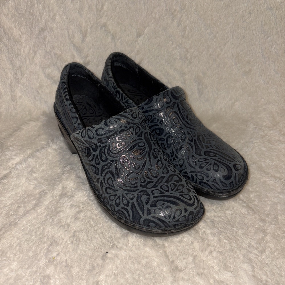 BOC Born Concept Peggy Black Paisley Tooled Clog Mule‎ Shoes 9.5 Women's